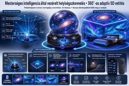 🥇CleraNaure® Új generációs intelligens éjszakai fényprojektor – Dinamikus 5D holografikus látvány HD-minőségben