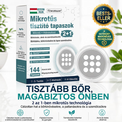 CleraNaure® 2 az 1-ben mikrotűs és hidrokolloid tapasz | Kiálló anyajegyek, aknék, lapos szemölcsök és bőrnövedékek eltávolítására | Segít csökkenteni a ráncokat, hegeket és bőrhibákat | Láthatatlan tapasz az arcra és testre