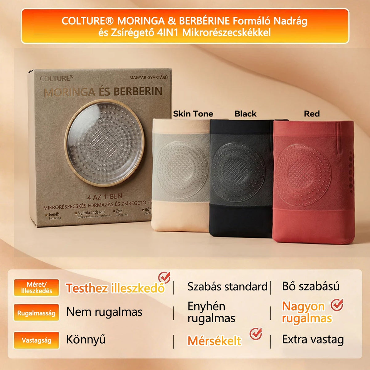 🏆Hivatalos márkabolt | CleraNaure® 2026 Moringa és Berberin 4 az 1-ben mikrorészecskés alakformáló és zsírégető rövidnadrág