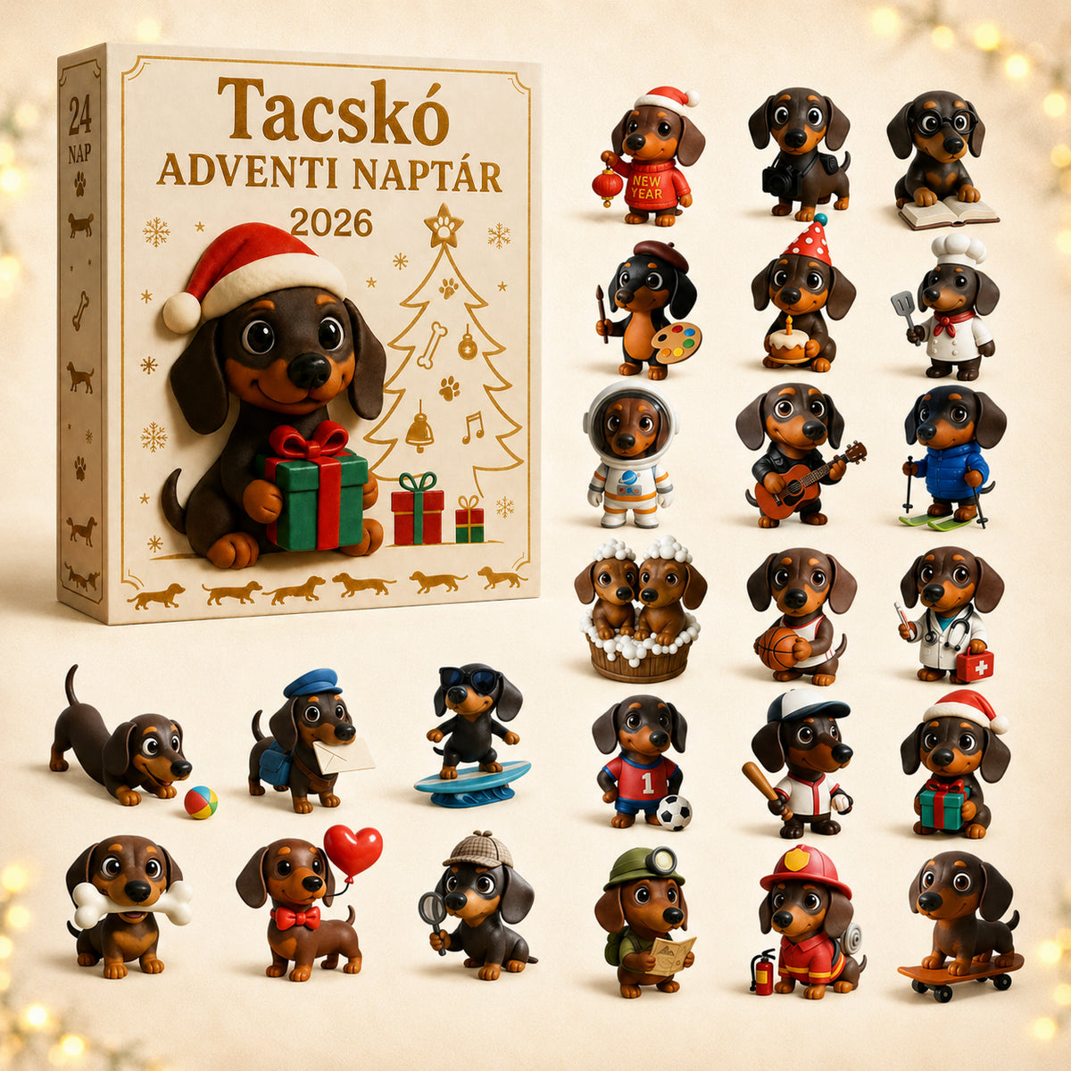 【Utolsó óra – 50% kedvezmény】🎁CleraNaure® 2026-os dachshund adventi naptár vakdoboz💕🐶🥇