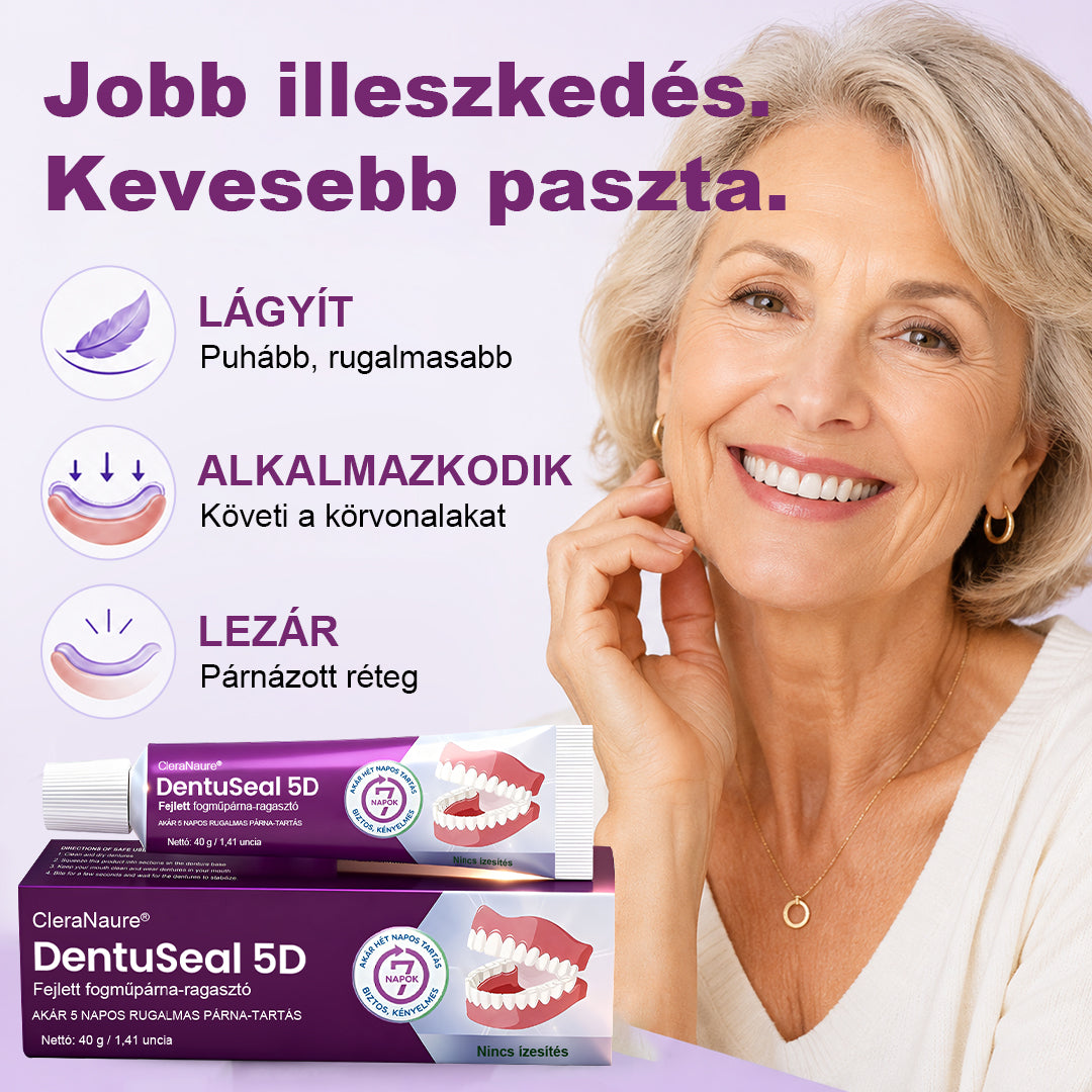 CleraNaure® DentuSeal 5D Advanced Denture Cushion Adhesive 🦷 Akár 5 napig tartó rugalmas párnázott rögzítés