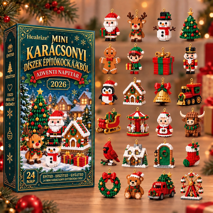 Healrize® adventi naptár 24 darab karácsonyi mini építőelem-dísszel