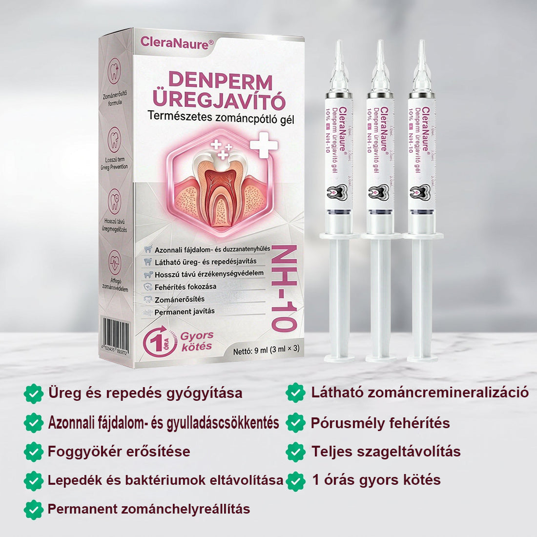 CleraNaure® DenPerm Üregjavító Természetes Zománctömő Gél
