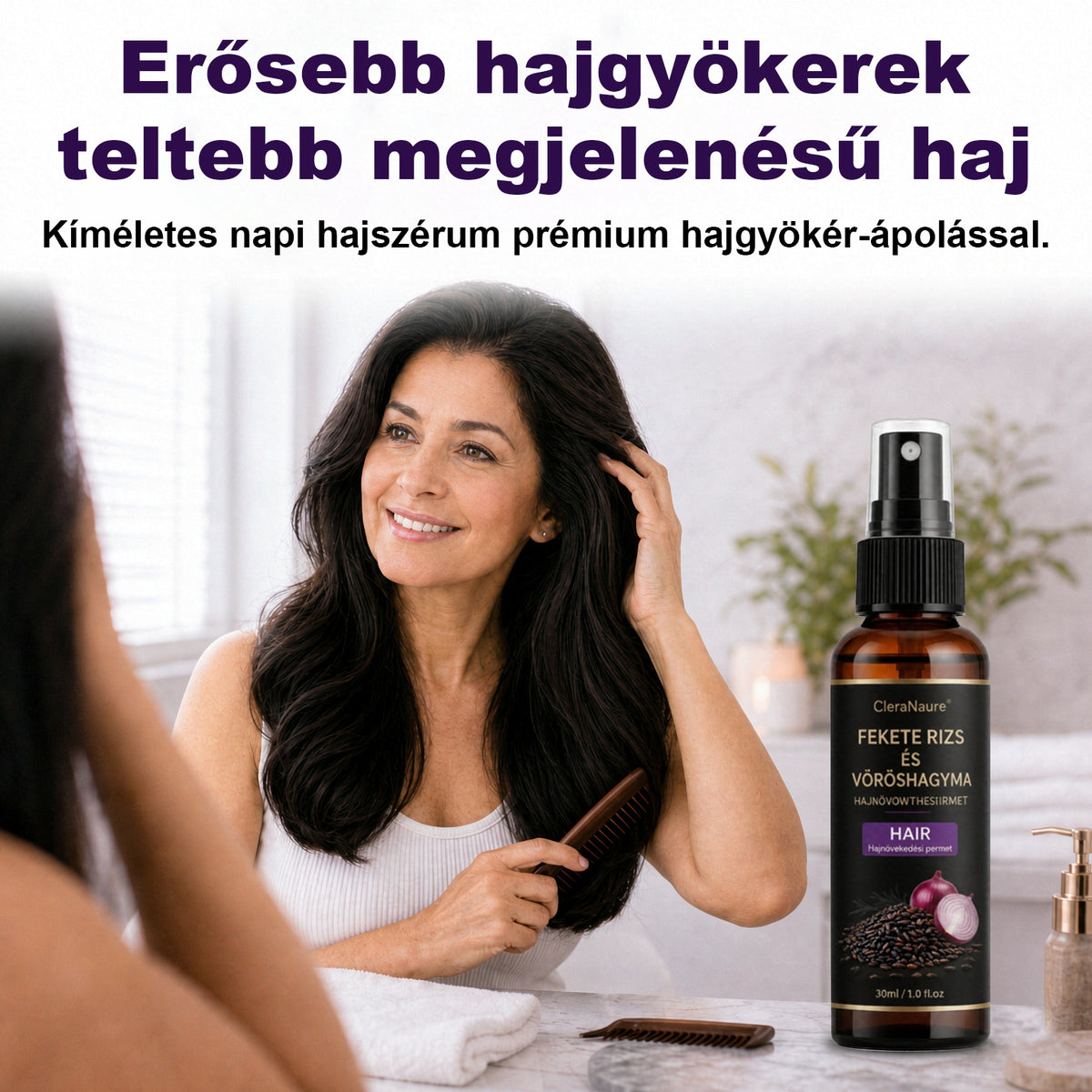 💎CleraNaure® Fekete rizs és vöröshagyma hajnövekedést támogató spray