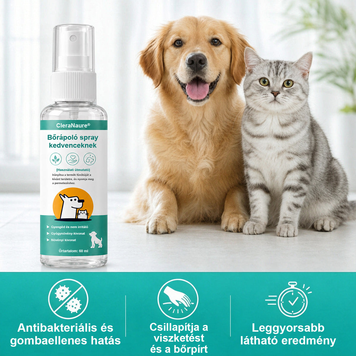 🎉 Időkorlátozott akció! 🎉 CleraNaure® Kisállat Bőrápoló Spray