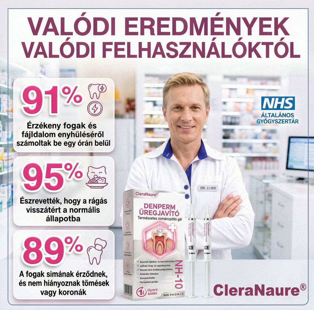 CleraNaure® DenPerm Üregjavító Természetes Zománctömő Gél