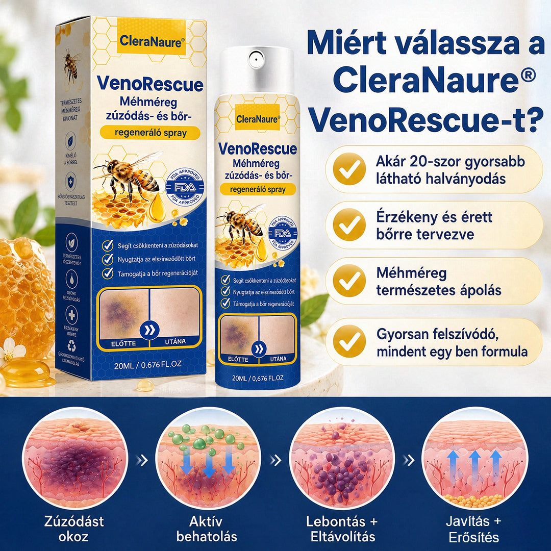 ✨CleraNaure® VenoRescue Méhméreg Zúzódás- és Bőrregeneráló Spray