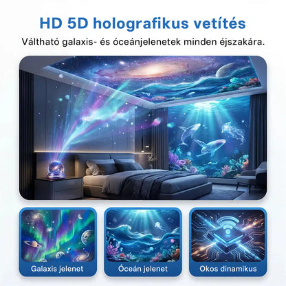🥇CleraNaure® Új generációs intelligens éjszakai fényprojektor – Dinamikus 5D holografikus látvány HD-minőségben