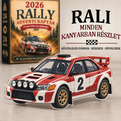 🏎️ Rali karácsonyi adventi naptár 2026 – 24 nap tele sebességgel és izgalommal, 24 gyűjthető raliautóval (2D modellek)