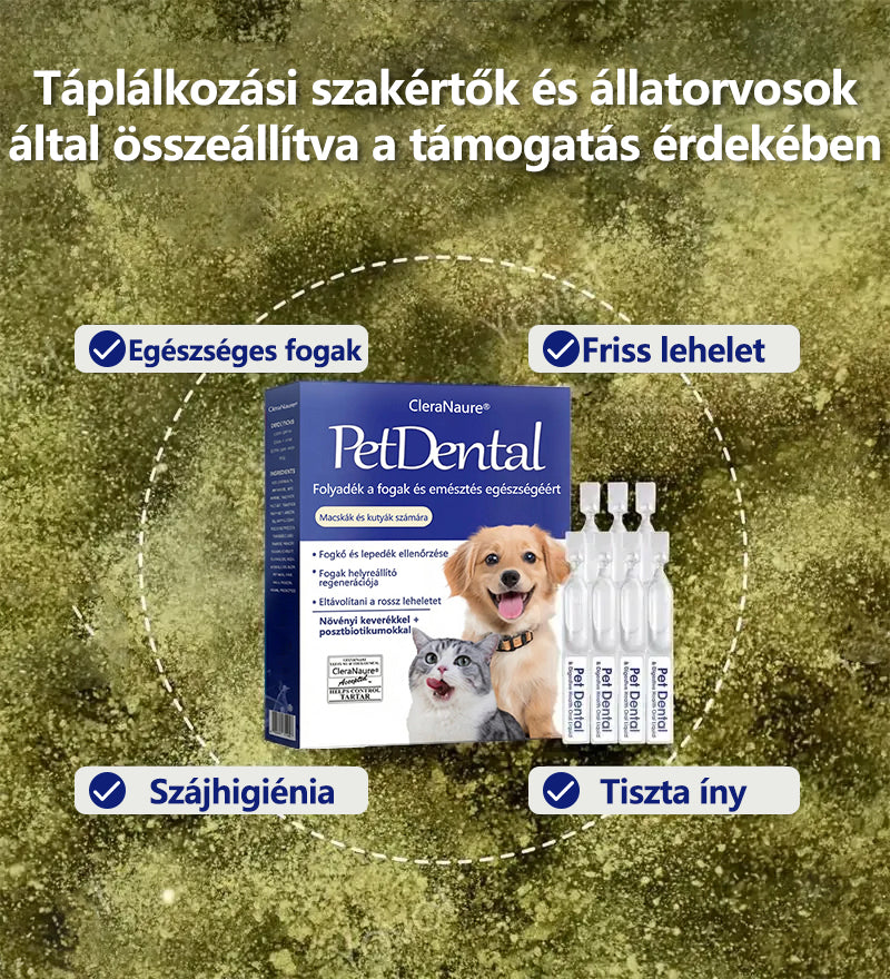 🛡️[Hivatalos áruház] CleraNaure® Pet Dental & Digestive Health Oral Liquid – Frissíti a leheletet, eltávolítja a fogkövet, elősegíti az íny regenerálódását és stabilizálja a fogakat (macskák és kutyák számára) – Ma 80% kedvezménnyel!