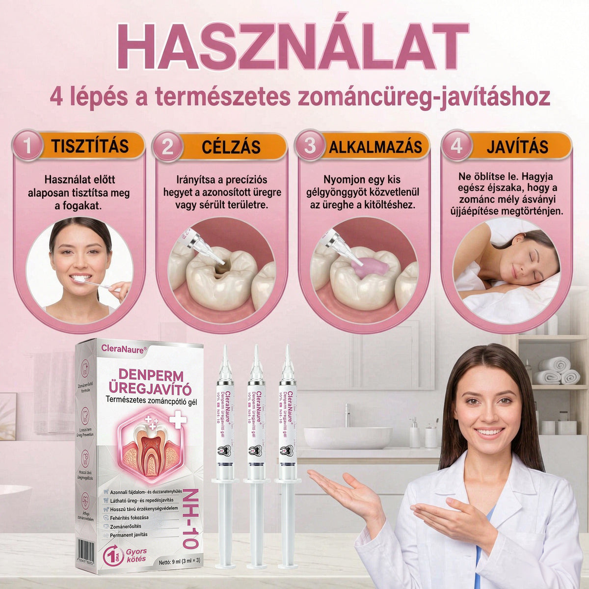 CleraNaure® DenPerm Üregjavító Természetes Zománctömő Gél