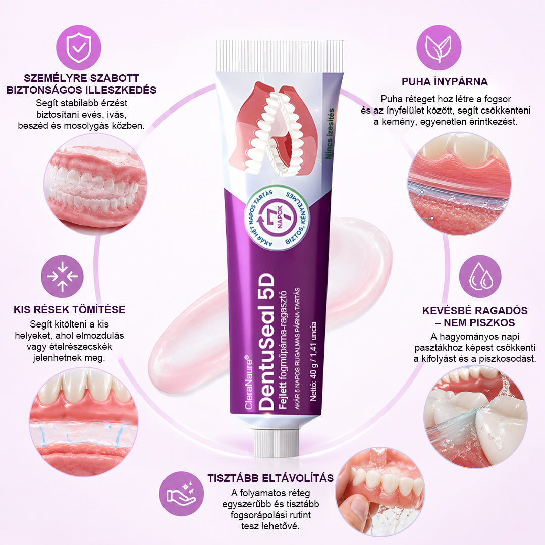 CleraNaure® DentuSeal 5D Advanced Denture Cushion Adhesive 🦷 Akár 5 napig tartó rugalmas párnázott rögzítés