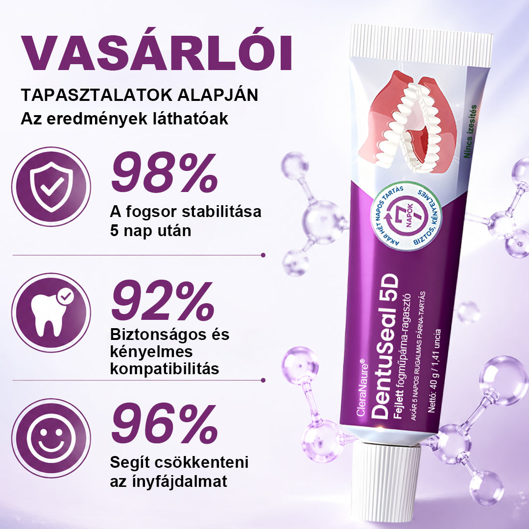 CleraNaure® DentuSeal 5D Advanced Denture Cushion Adhesive 🦷 Akár 5 napig tartó rugalmas párnázott rögzítés
