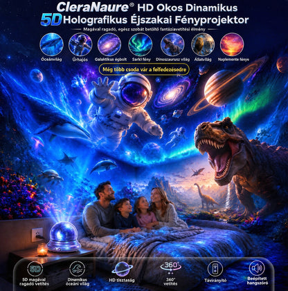 🥇CleraNaure® Új generációs intelligens éjszakai fényprojektor – Dinamikus 5D holografikus látvány HD-minőségben